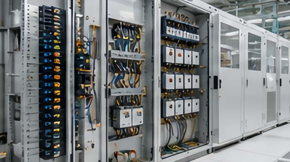 Electrical installation control room with industrial power cables