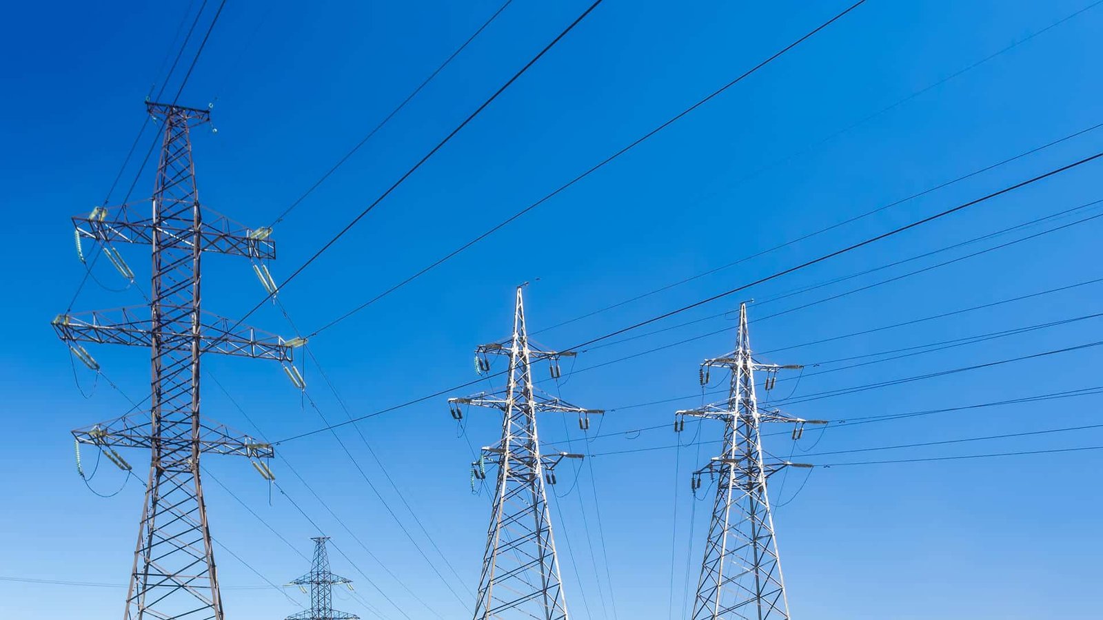 High-voltage transmission towers and substation