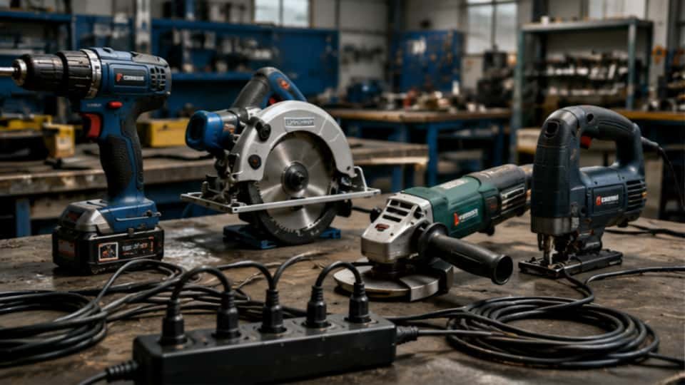 Power tool cordset and workshop equipment