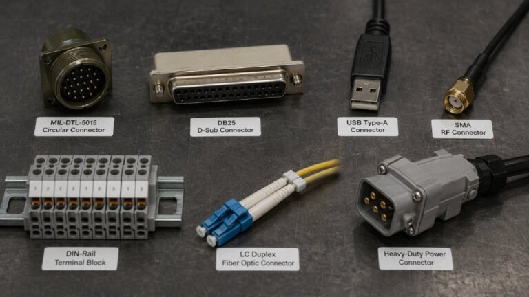What are the 7 different types of cable connectors?
