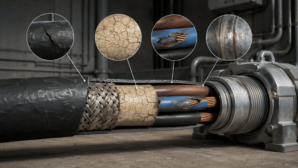 armored-cable-lifespan-guide-01-insulation-aging-mechanisms-diagram