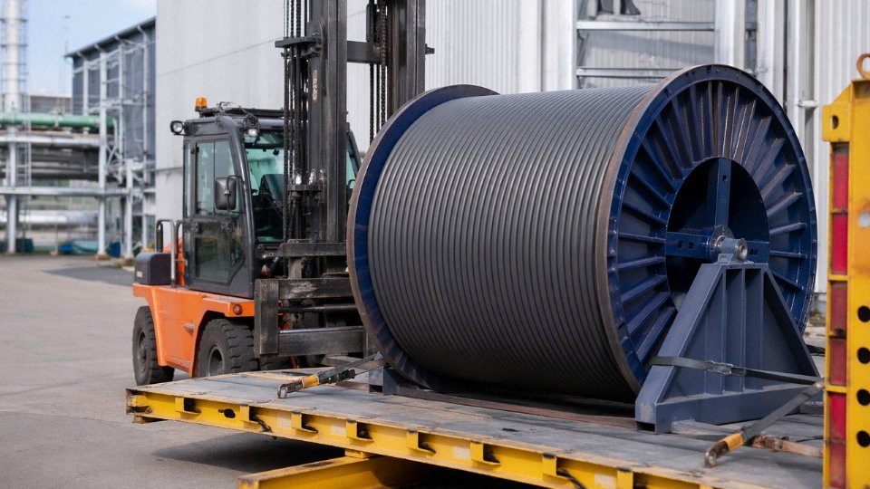 armored-cable-used-outside-10-jinda-production-facility-cable-drum-loading