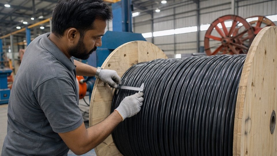 best-wire-cable-tv-12-bulk-coax-drum-quality-control-inspection-at-factory