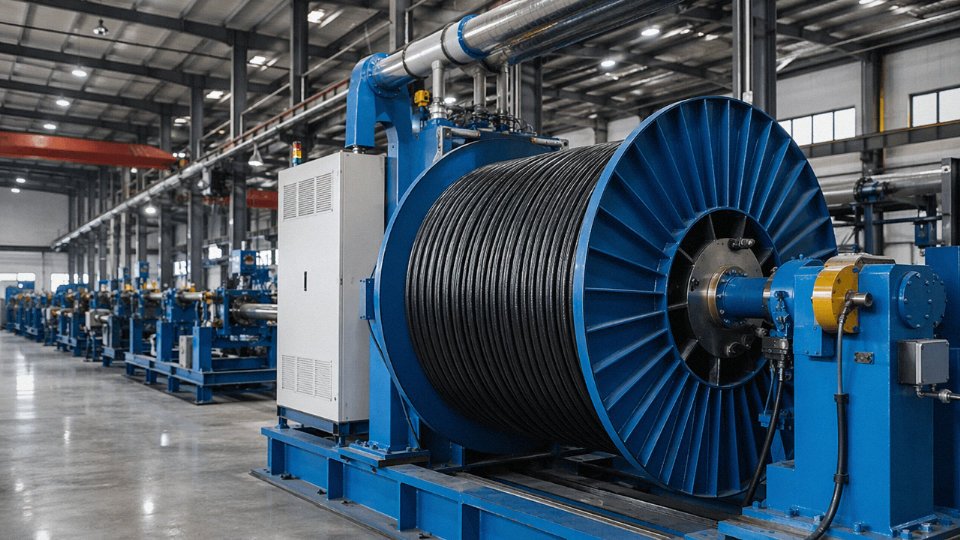 five-types-of-cable-01-jinda-factory-production-floor-cable-drum-extrusion