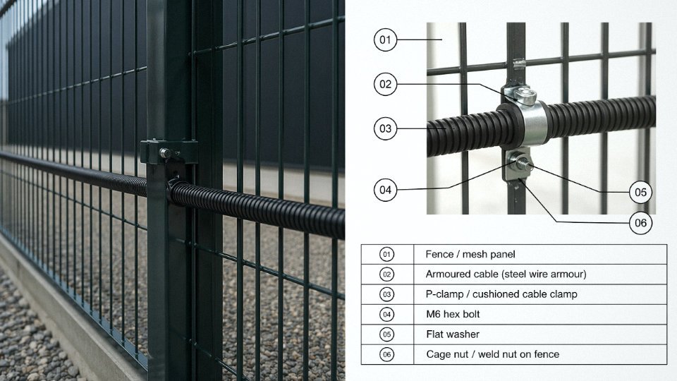 run-armoured-cable-along-fence-08-specification-label-diagram