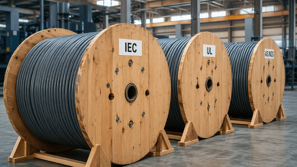 control-cable-voltage-rating-01-multi-standard-control-cable-drum-lineup-showing-iec-ul-and-asnzs-labeled-reels