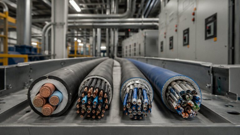 What are the four common types of industrial cable?