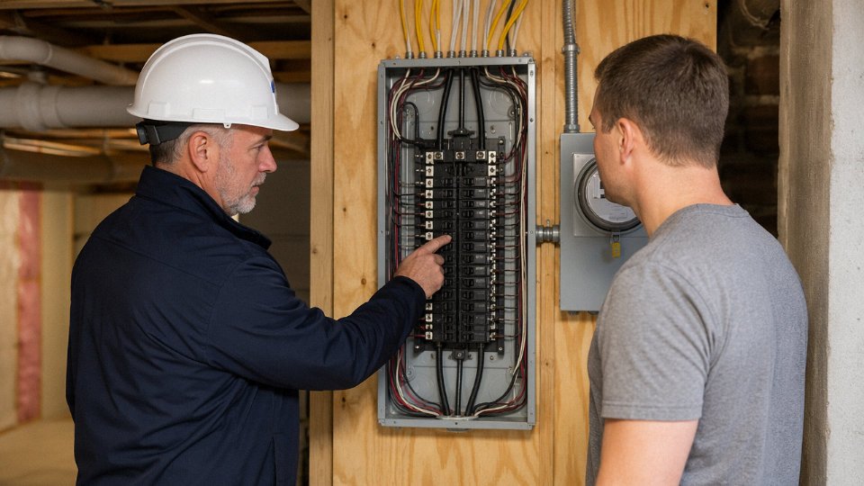 homeowner-pull-electrical-permit-09-inspector-reviewing-residential-panel-with-homeowner