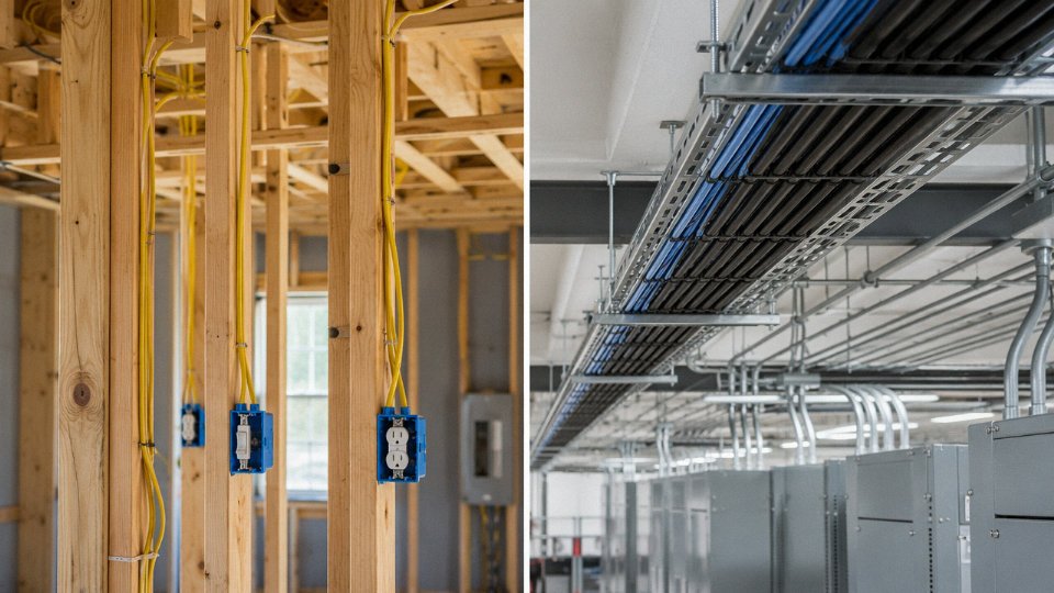 residential-vs-industrial-wiring-differences-01-cable-tray-vs-romex-installation-comparison